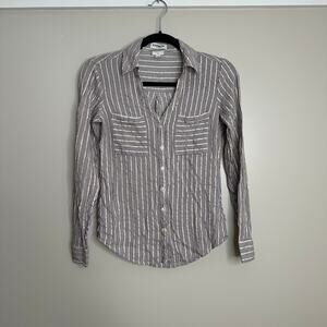 Express Portofino‎ slim fit button-down striped shirt blue, white and gold